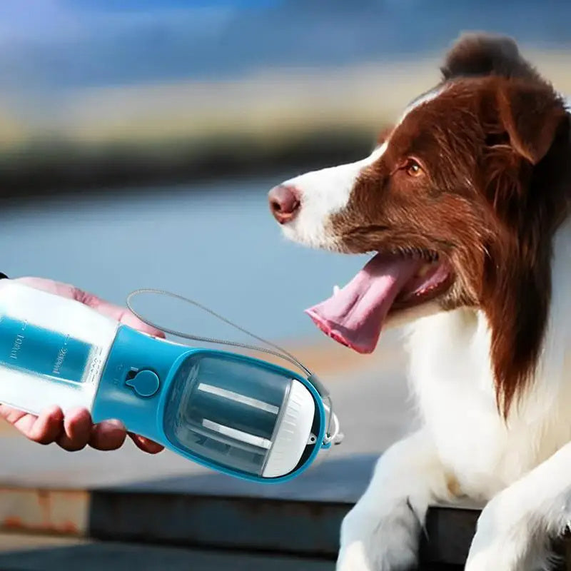 3-in-1 Trinkflasche für Hunde – Wasser, Futter & Kotbeutel in einem